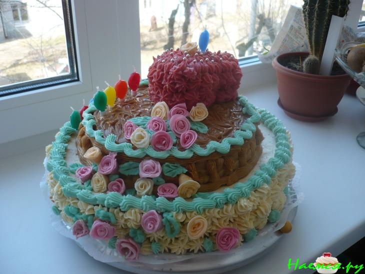 Торт 'С Днем Рождения' с двумя кремами Торт 'С Днем Рождения' с двумя кремами