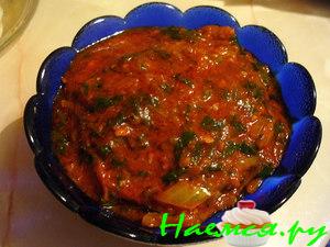 Печень с манго, лимоном и карри 