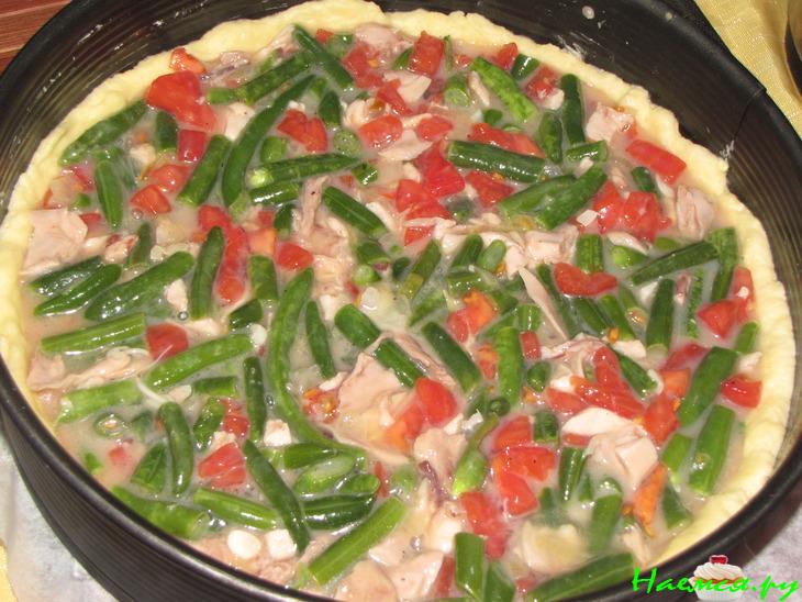 Киш с курицей и стручковой фасолью Киш с курицей и стручковой фасолью