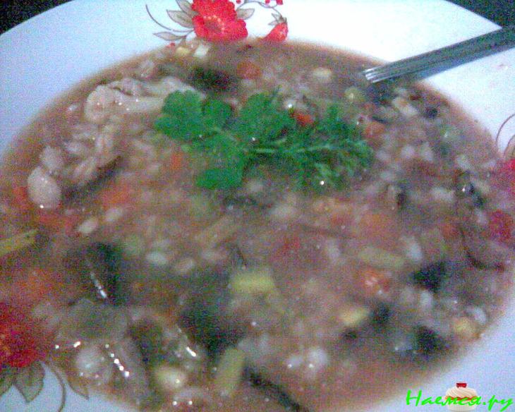 Густой перловый суп с грибами и овощами (постный) Густой перловый суп с грибами и овощами (постный)