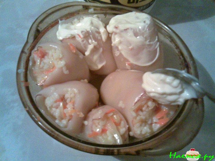 Фаршированные кальмары с сыром