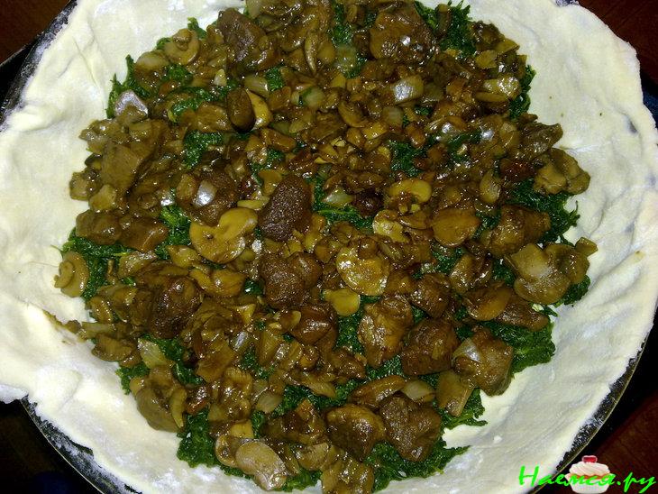 Пирог 'Греческий' (со шпинатом, грибами, сыром)