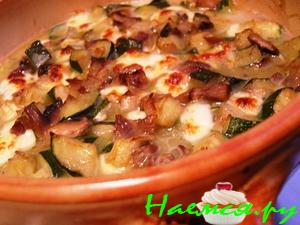 Цуккини и шампиньоны запеченные с сыром Моцарелла
