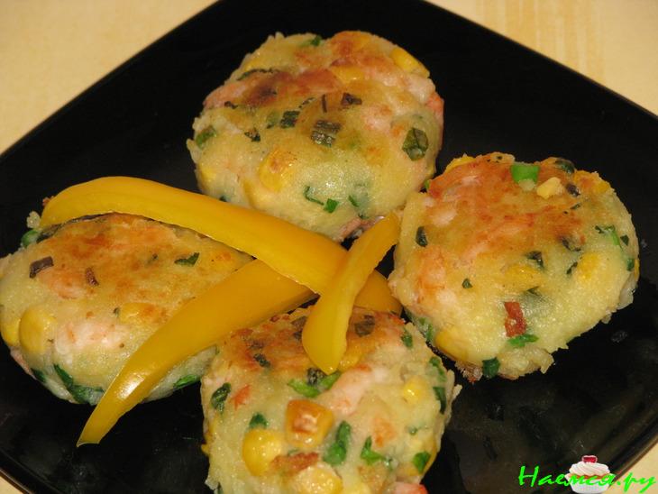 Котлеты с креветками и кукурузой Котлеты с креветками и кукурузой