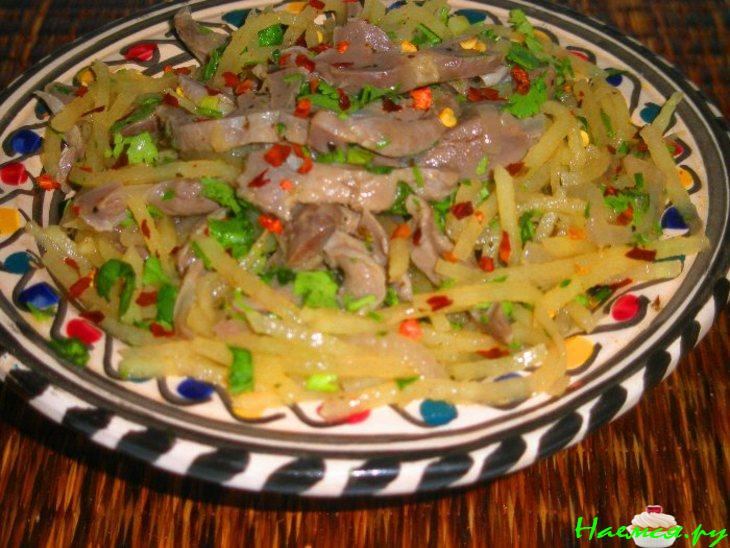 Салат корейский из куриных желудочков