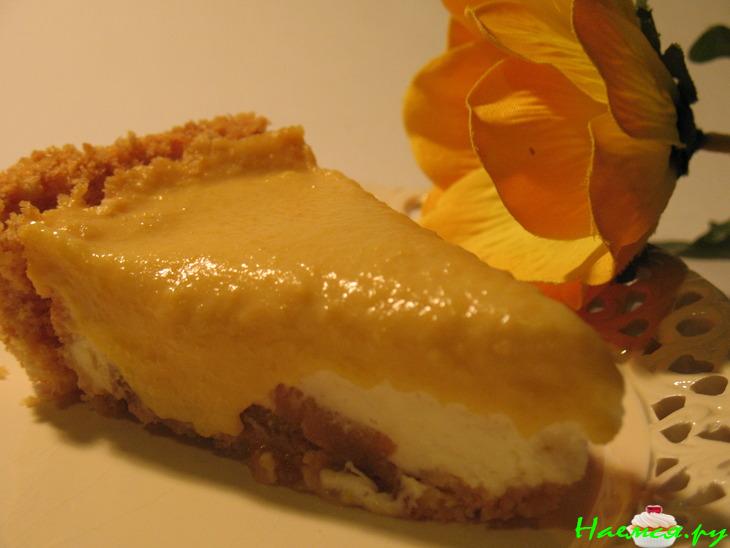 Чизкейк с абрикосами и шоколадно-абрикосовым ганашем