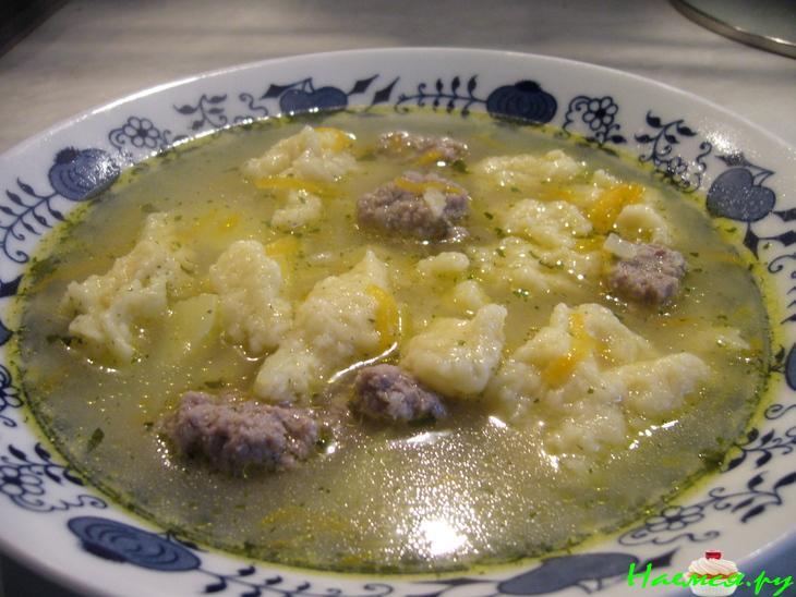 Суп с галушками и фрикадельками