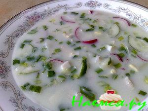 Окрошка на курином бульоне Окрошка на курином бульоне