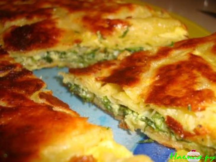Пирог из лаваша с зеленью и сыром