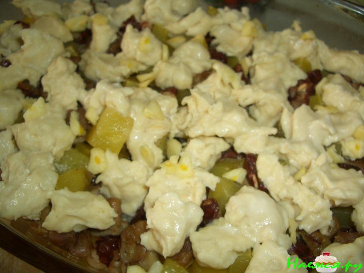 Свинина с фасолью и галушками