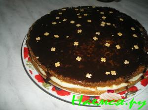 Апельсиновый пирог с кремом в шоколадной глазури Апельсиновый пирог с кремом в шоколадной глазури