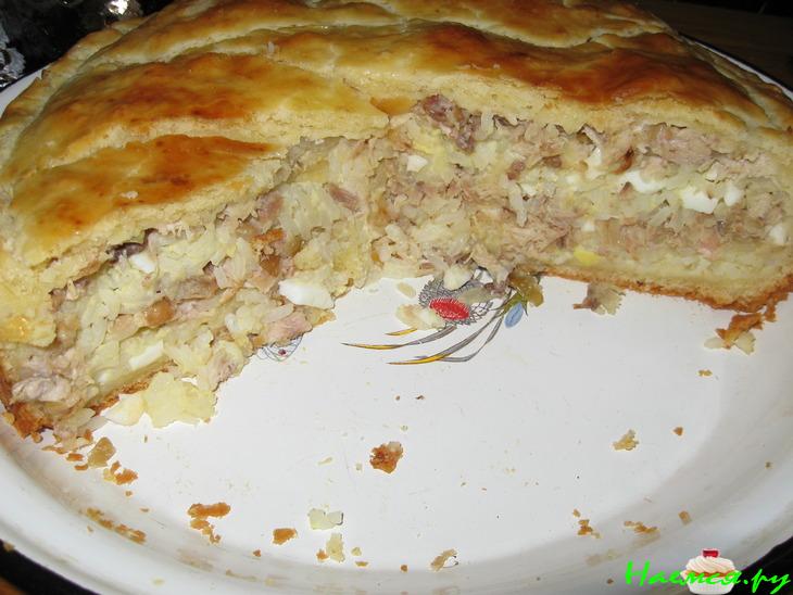 Пирог с рисом и курицей