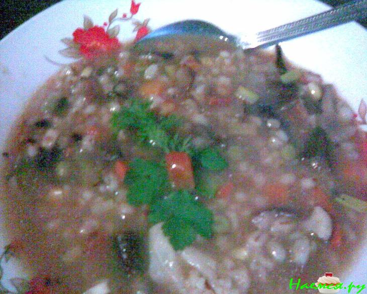 Густой перловый суп с грибами и овощами (постный) Густой перловый суп с грибами и овощами (постный)