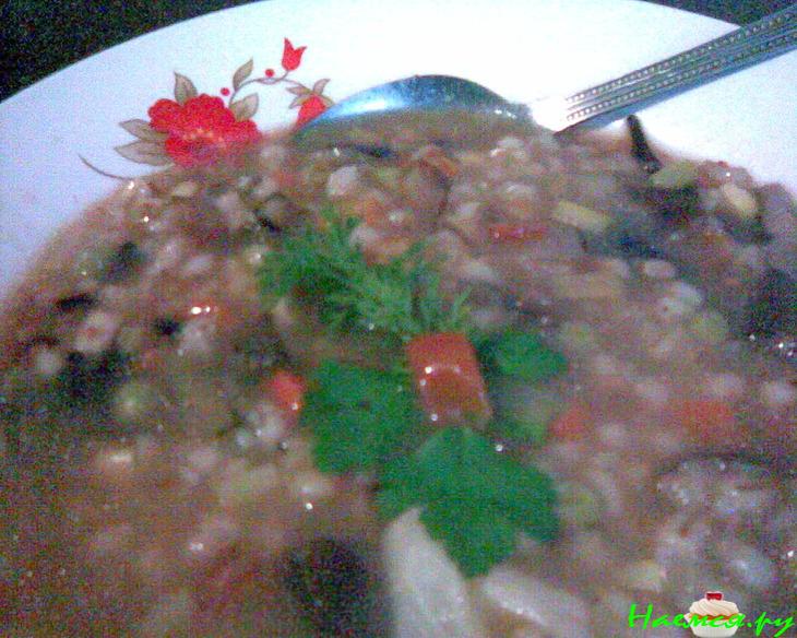 Густой перловый суп с грибами и овощами (постный) Густой перловый суп с грибами и овощами (постный)