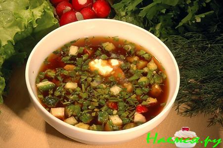 Весенняя окрошка с овощами (постная)