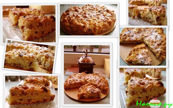 Яблочно-сырный пирог с орехами 