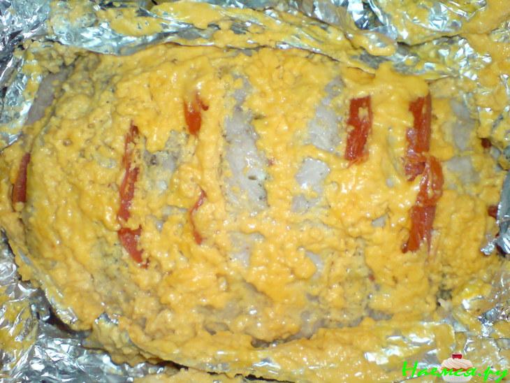 "Книжка" из свинины с плавленным сыром и помидорами "Книжка" из свинины с плавленным сыром и помидорами