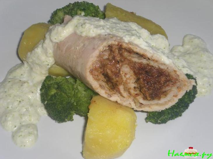 Рулет мясной с ореховой начинкой ( курица + свинина = крокодил :) ) Рулет мясной с ореховой начинкой ( курица + свинина = крокодил :) )