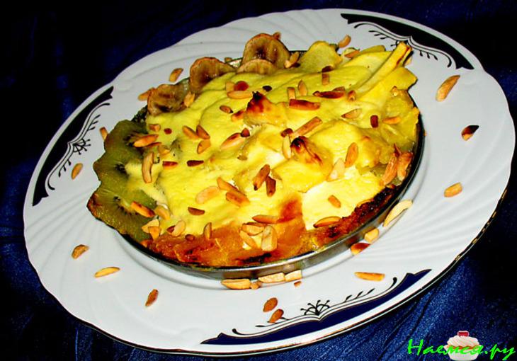 Гратинированные тропические фрукты с творогом