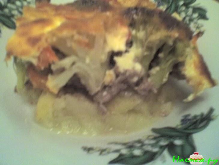 Мясная запеканка с брокколи и цветной капустой