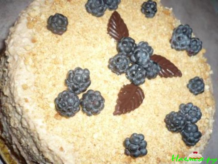 Сметанковый торт с ежевичным соусом