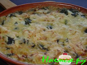 Рыбная запеканка со шпинатом и картофелем
