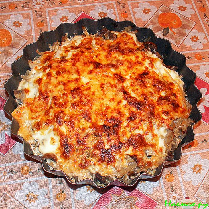 Запеканка с капустой и грибами под сырной корочкой Запеканка с капустой и грибами под сырной корочкой
