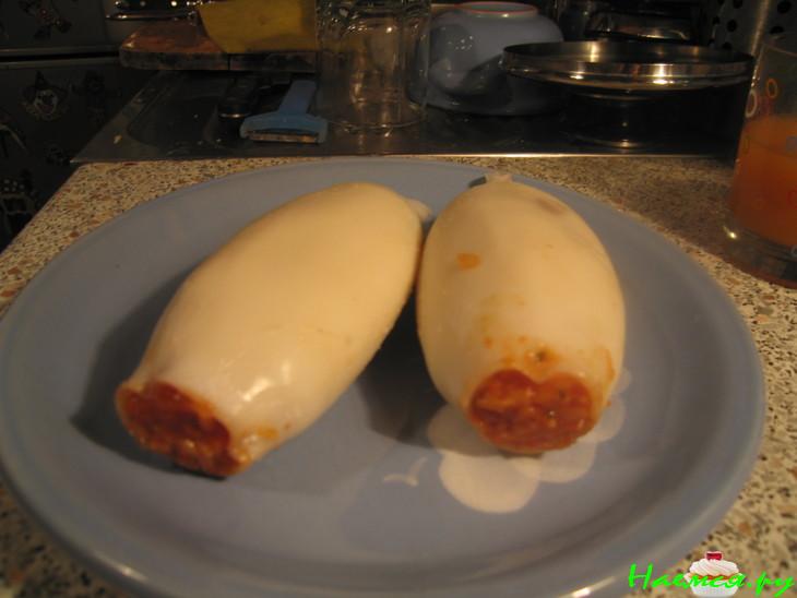 Фаршированные корейской закуской кальмары 