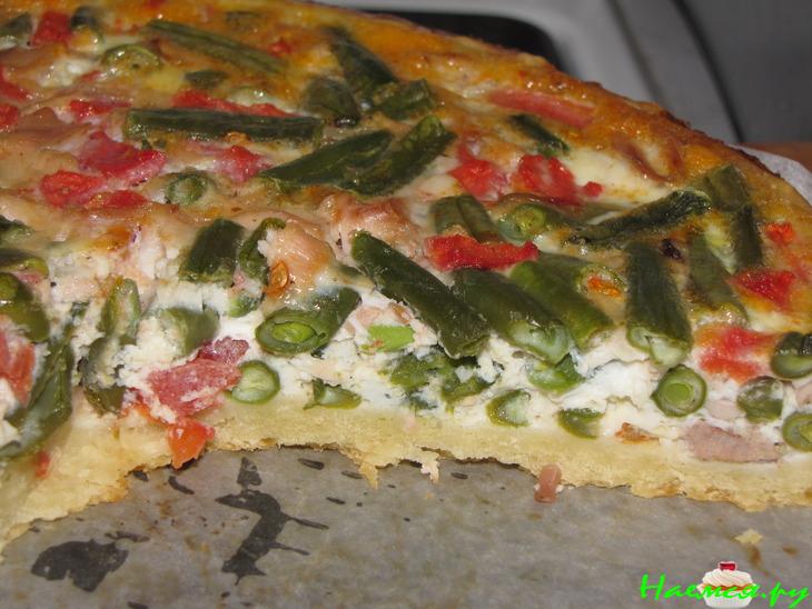 Киш с курицей и стручковой фасолью Киш с курицей и стручковой фасолью