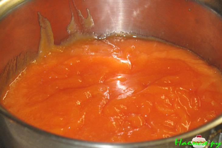 Торт с кремом из маскапоне и папайи под гранатовын желе "Красная шапочка"