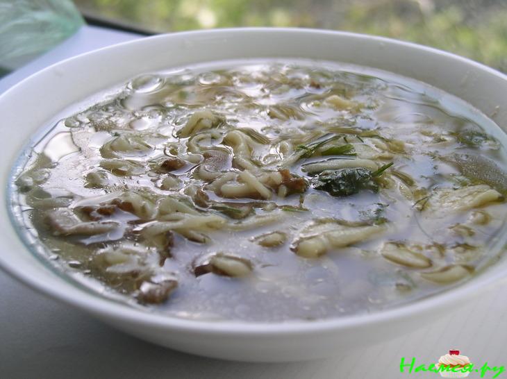 Домашняя лапша с грибами