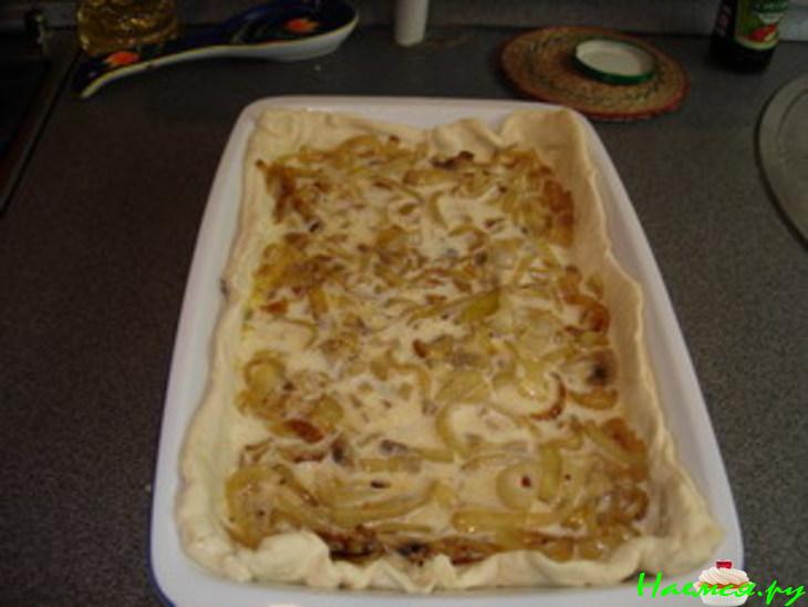 Пирог "Душа на распашку, лук с грибами"