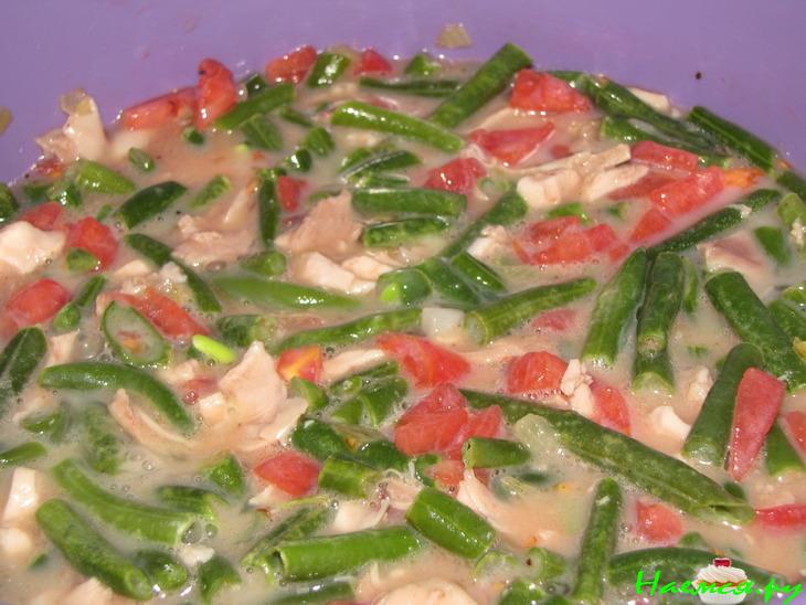 Киш с курицей и стручковой фасолью Киш с курицей и стручковой фасолью