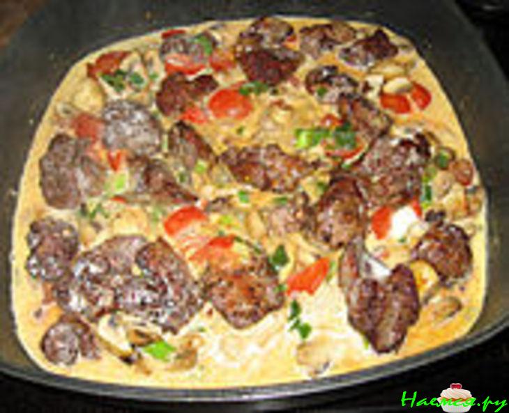 Индюшачья печень с грибами Индюшачья печень с грибами