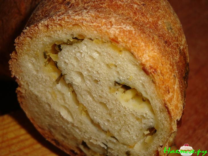 Манно-пшеничный сырный хлеб с начинкой