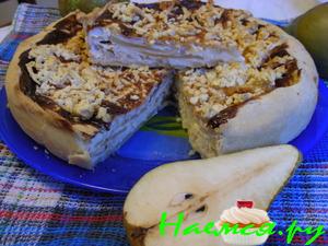 Грушевый пирог с творожной заливкой