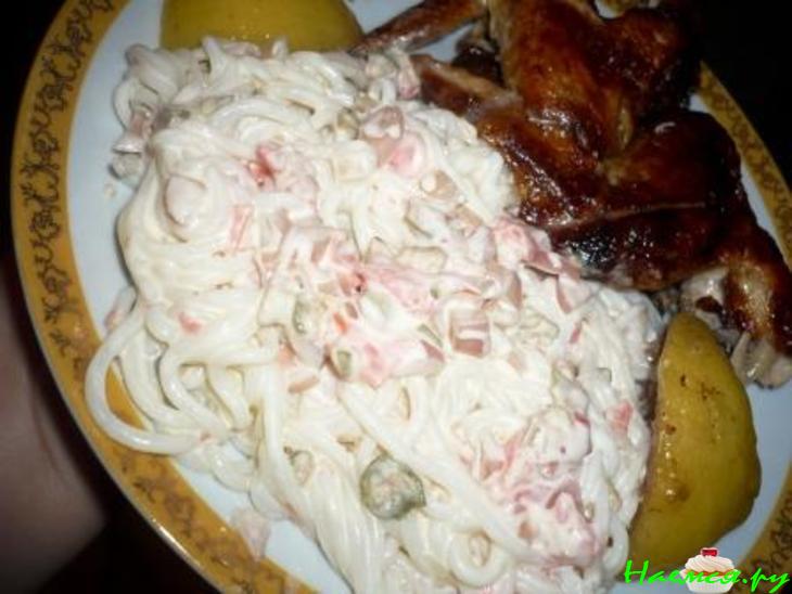 Гарнир из фунчозы с маринованными вкусностями Гарнир из фунчозы с маринованными вкусностями