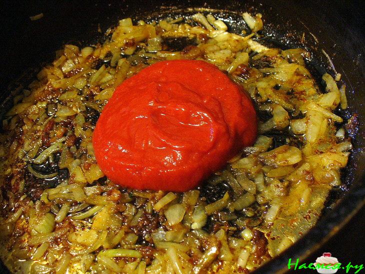 Печень с манго, лимоном и карри 