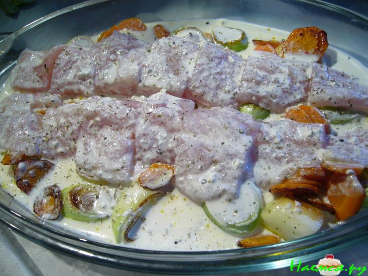 Гратен с пореем и рыбой Гратен с пореем и рыбой