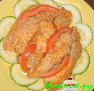 Куриные палочки в кунжуте