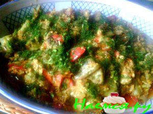 Теплый салат из баклажан