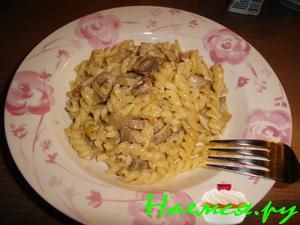 Макароны с грибами со сливками