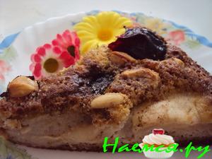 Яблочно-сливовый пирог из блинной муки