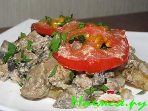 Куриная печень по-наваррски