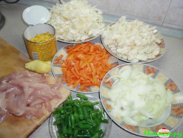 Куриная поджарка с имбирем