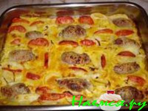 Запеканка с мясными рулетами Запеканка с мясными рулетами