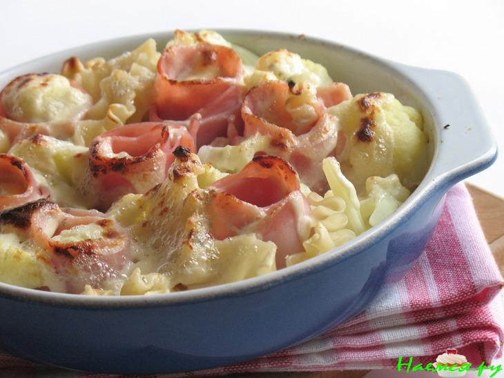 Паста с ветчиной и цветной капустой &laquo;Розовый сад&raquo;