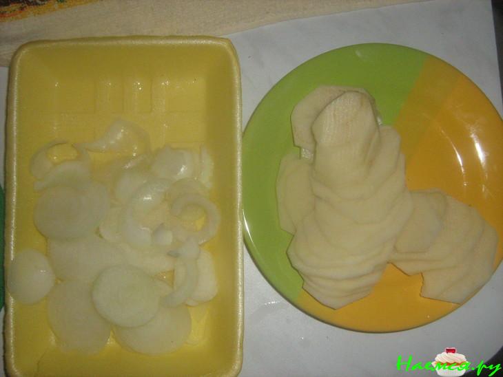 Слоеный рыбный пирог с картофелем