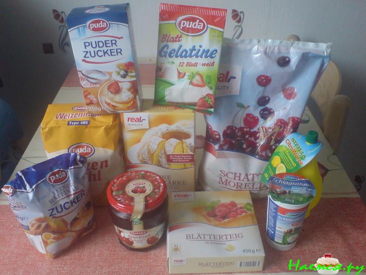 Вишнёвый торт из слоеного теста