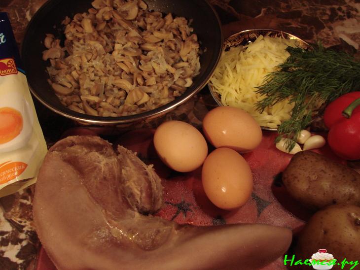 Салат мужской с языком и грибами